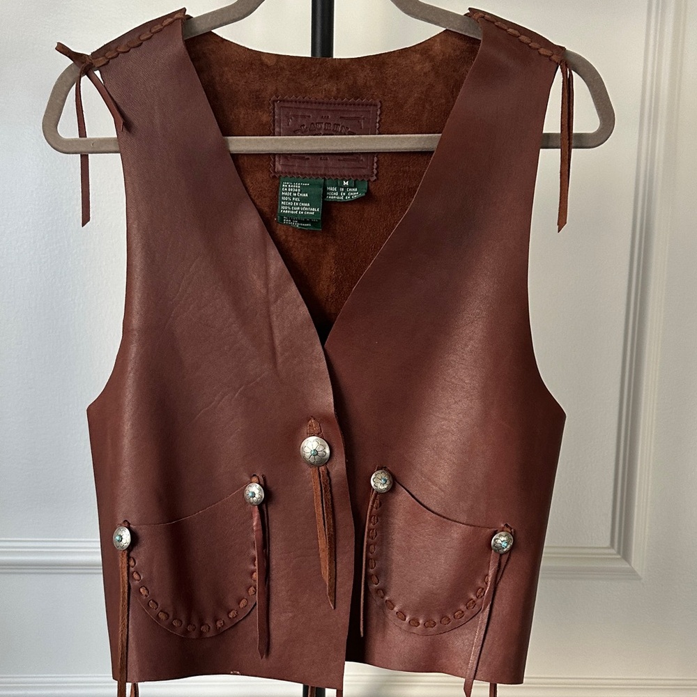 RARE Vintage Ralph Lauren Leather Vest with Concho Details - Size M